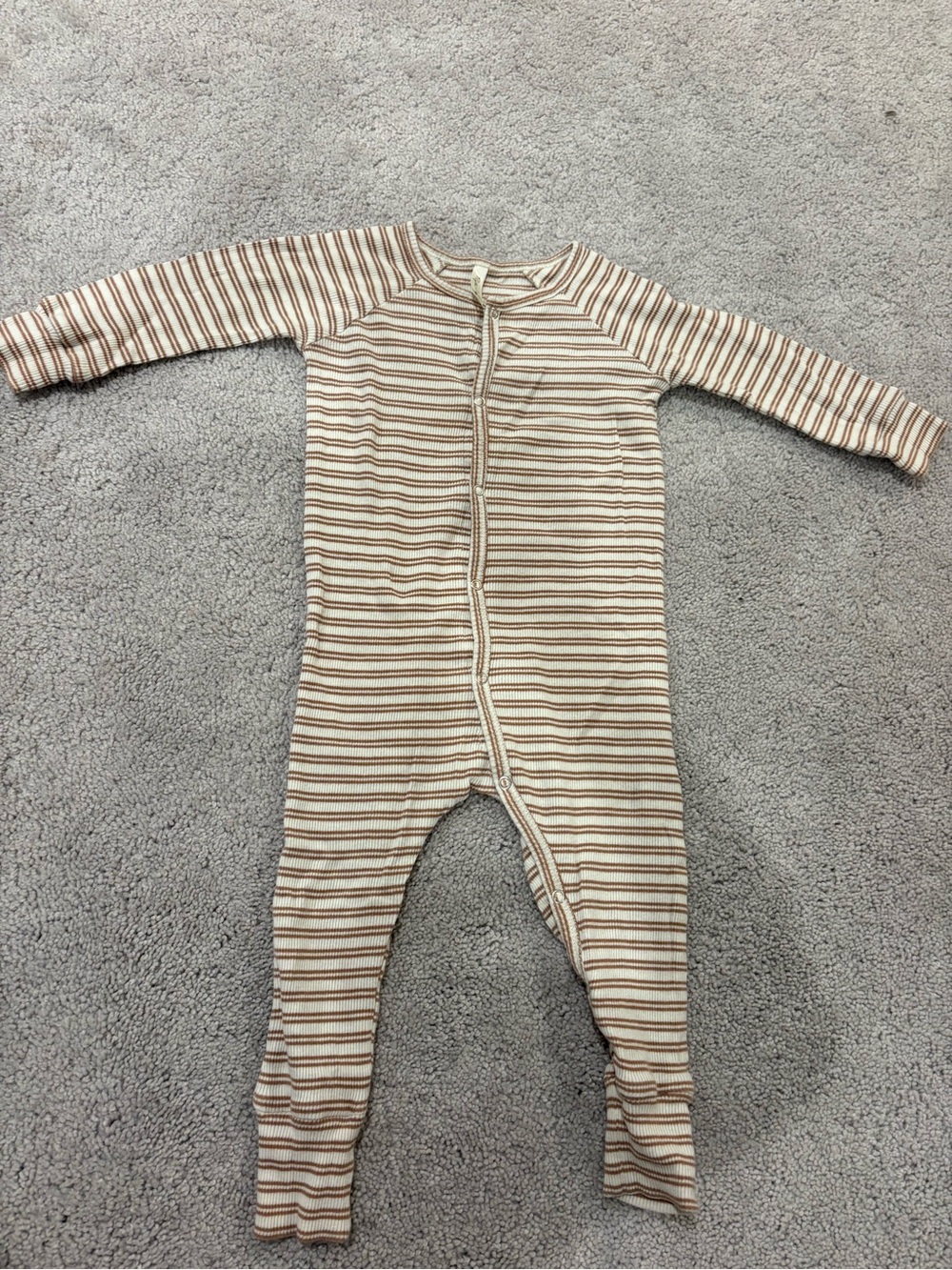 NWOT Rylee + Cru Brown & Cream Striped Snap One-Piece